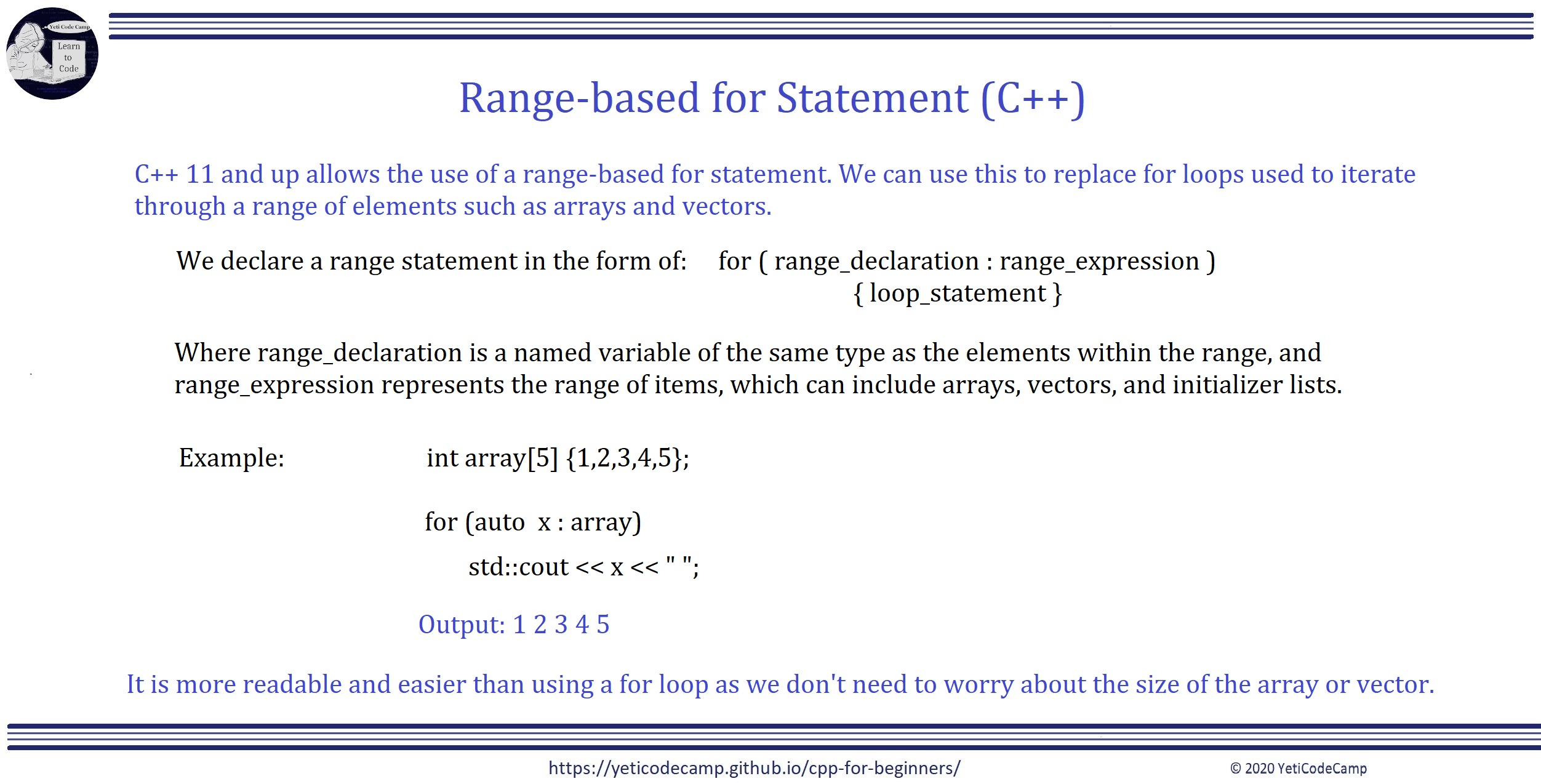 Range-based for Statement